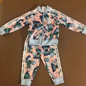 adidas Kids Floral Matching Set - Pink and Blue